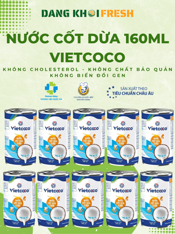 Combo 06 Lon Nước Cốt Dừa Tươi VIETCOCO 160ml - Chính hãng tại Đăng Khôi Fresh (freshdangkhoi.com)