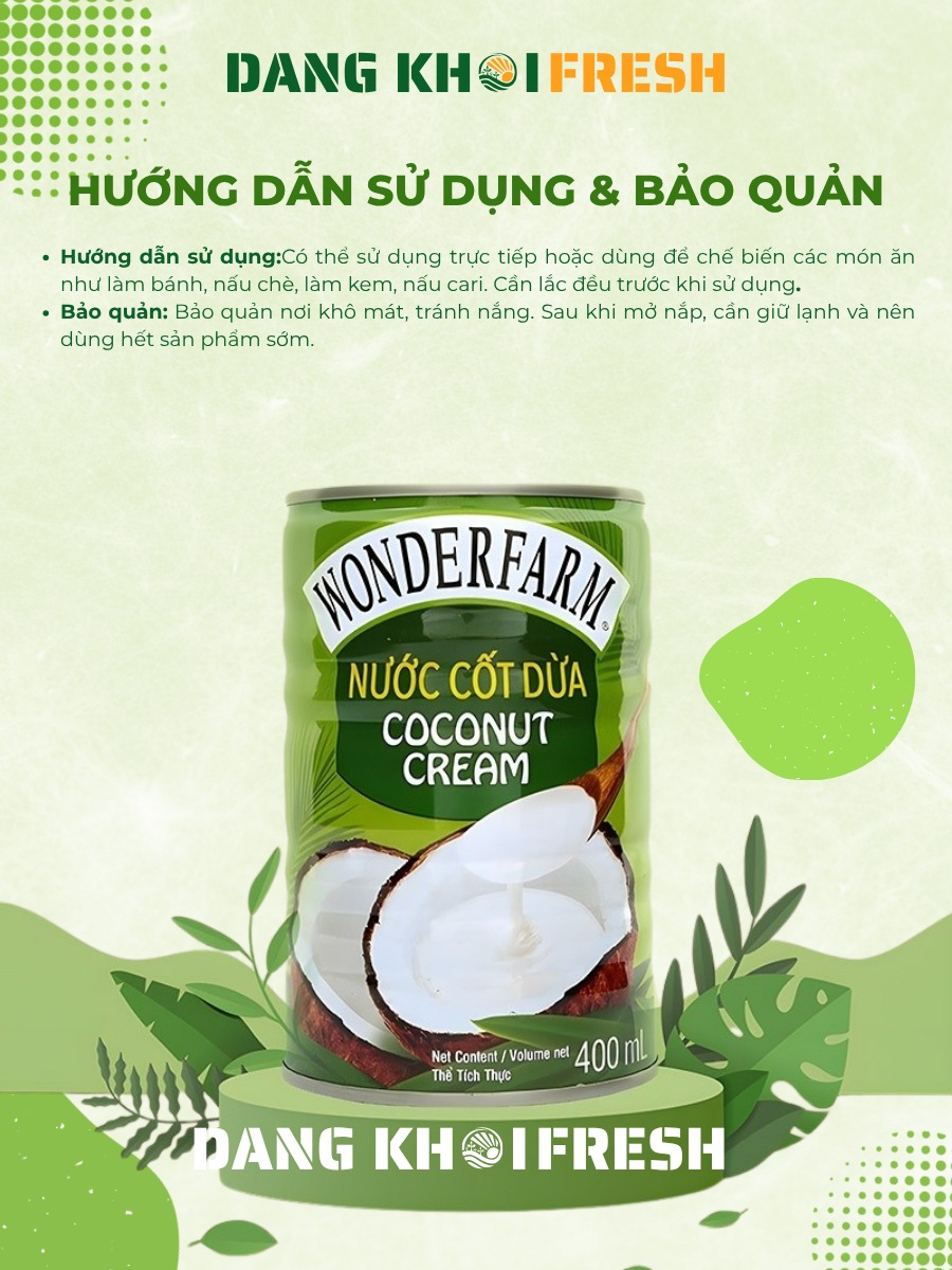 Combo 6 Lon Nước Cốt Dừa Sữa Dừa WONDERFARM 160ml Giá Tốt Nấu Ăn Trà Sữa Cafe Cốt Dừa - Đăng Khôi Fresh 