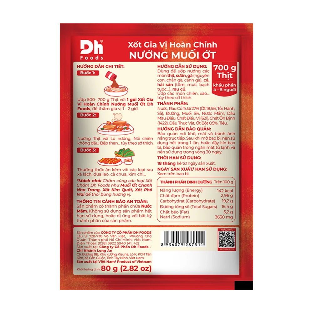 Xốt Gia Vị Hoàn Chỉnh Nướng Muối Ớt Dh Foods Gói 80g - Đăng Khôi Fresh