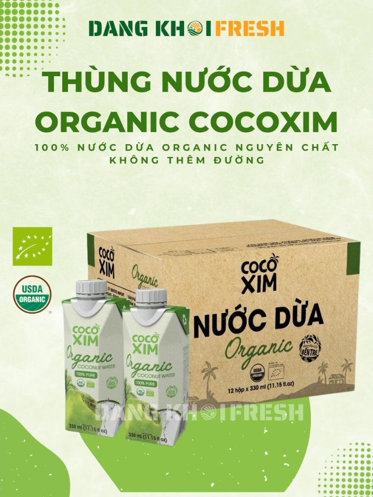 Combo Thùng 12 Hộp Nước Dừa Tươi Organic COCOXIM 330ml – Coconut Water Thơm Ngon, Bổ Dưỡng - Chính hãng tại Đăng Khôi Fresh (freshdangkhoi.com)