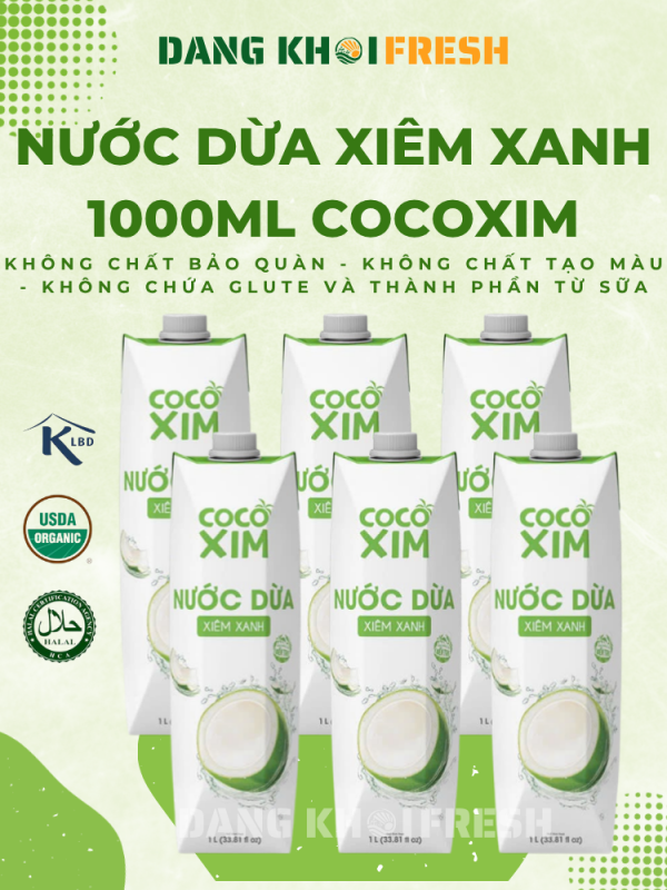 Combo 6 Hộp Nước Dừa Tươi Xiêm Xanh COCOXIM 1000ml - Chính hãng tại Đăng Khôi Fresh (freshdangkhoi.com)