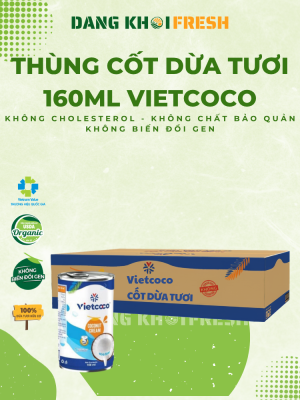 Thùng 30 Lon Nước Cốt Dừa Tươi VIETCOCO 160ml - Chính hãng tại Đăng Khôi Fresh (freshdangkhoi.com)