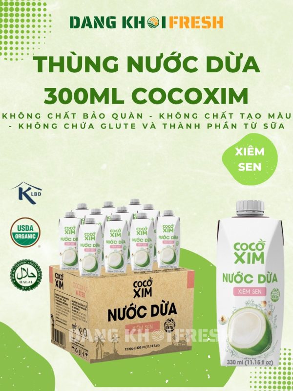 Thùng 12 Hộp Nước Dừa Tươi Xiêm Sen COCOXIM 330ml - Chính hãng tại Đăng Khôi Fresh (freshdangkhoi.com)