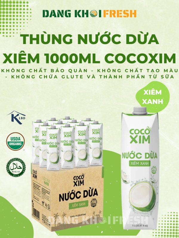 Thùng 12 Hộp Nước Dừa Tươi Xiêm Xanh COCOXIM 1000ml Nguyên Chất - Chính hãng tại Đăng Khôi Fresh (freshdangkhoi.com)