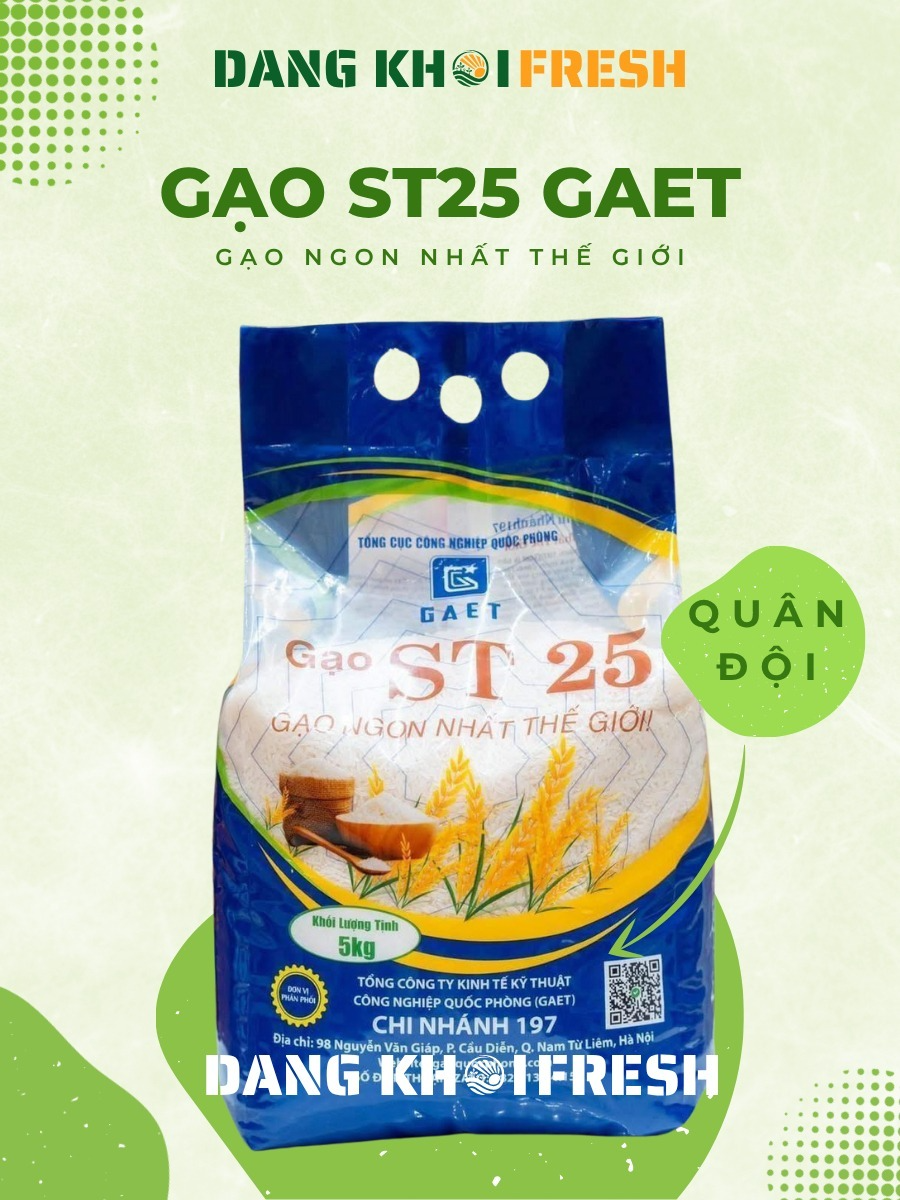 Combo 5 Túi Gạo ST25 GAET 5kg Quân Đội Chính Hãng - Chính hãng tại Đăng Khôi Fresh (freshdangkhoi.com)