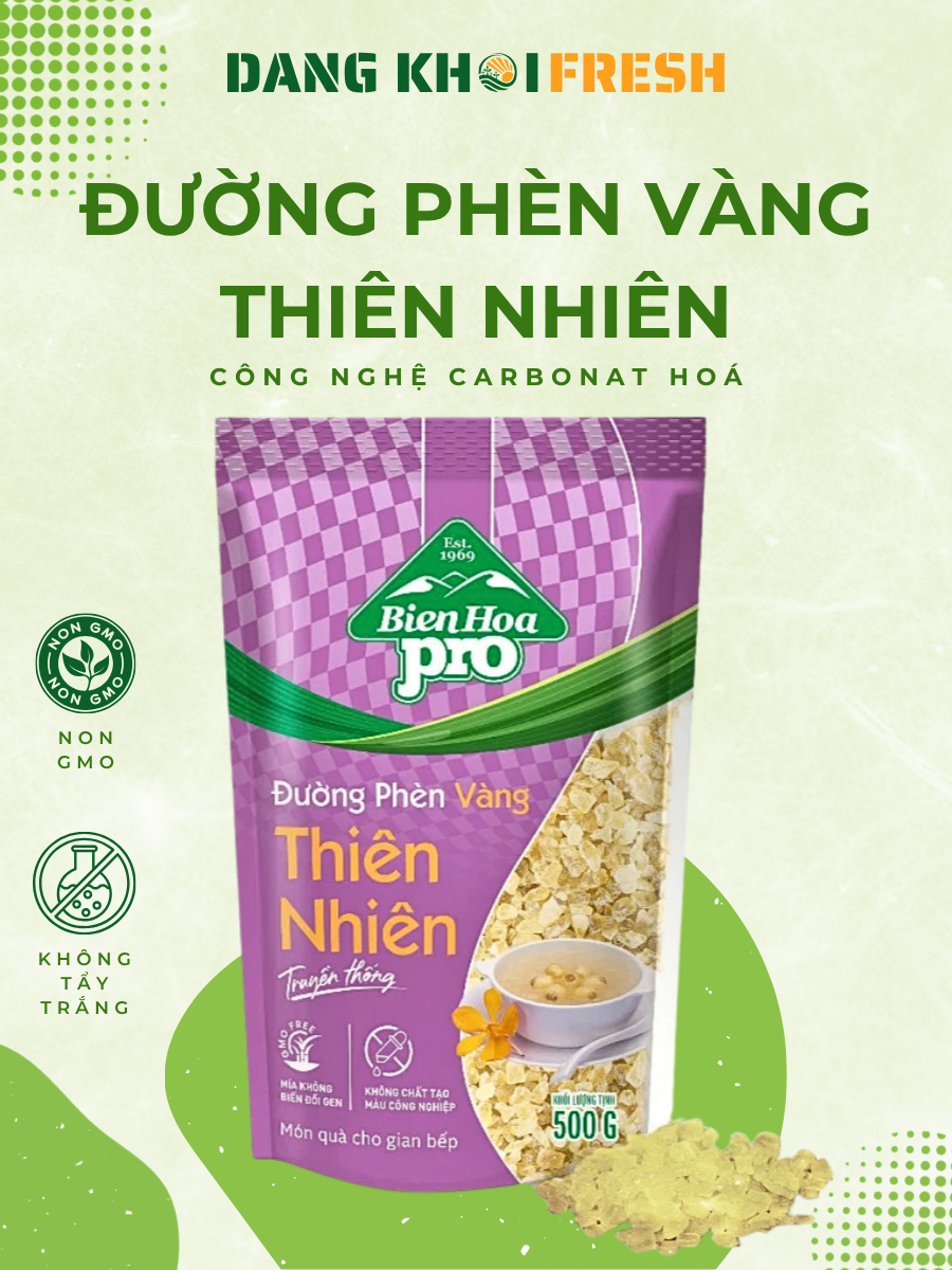 Combo 10 Túi Đường Phèn Vàng Thiên Nhiên Biên Hoà 500g - Chính hãng tại Đăng Khôi Fresh (freshdangkhoi.com)