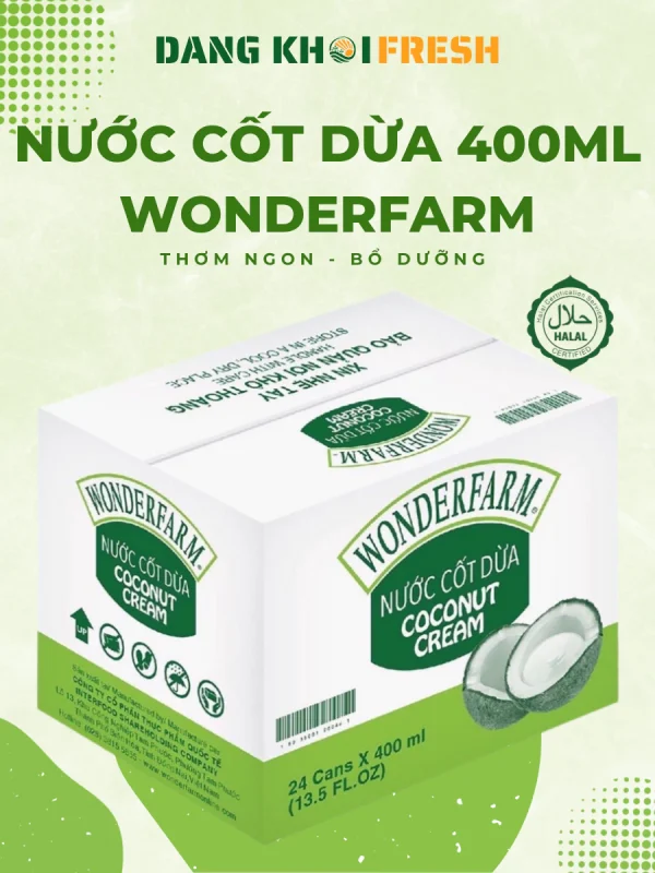 Thùng 24 Lon Nước Cốt Dừa Tươi WONDERFARM 400ml Giá Tốt - Chính hãng tại Đăng Khôi Fresh (freshdangkhoi.com)