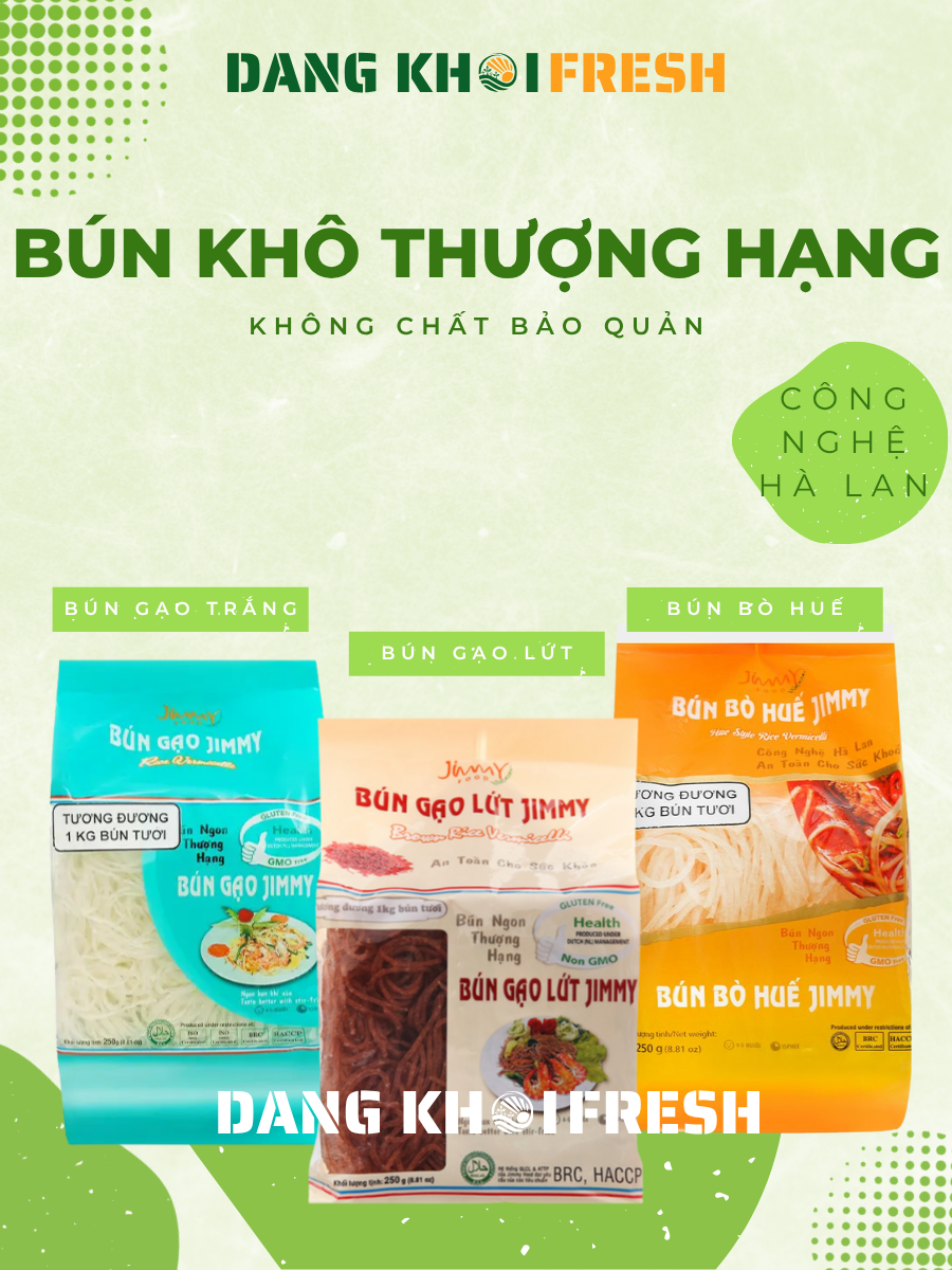 Combo 1KG Bun gao Jimmy 250g sach huu co tai Dang Khoi Fresh