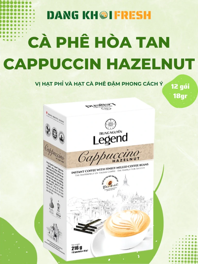 COMBO 5 Hộp Cà Phê Hòa Tan Cappuccino Hazelnut Trung Nguyên Legend 12 gói x 18gr Cafe Vị Hạt Phỉ - Đăng Khôi Fresh COMBO 5 Hộp Cà Phê Hòa Tan Cappuccino Hazelnut Trung Nguyên Legend 12 gói x 18gr Cafe Vị Hạt Phỉ - Chính hãng tại Đăng Khôi Fresh (freshdangkhoi.com)
