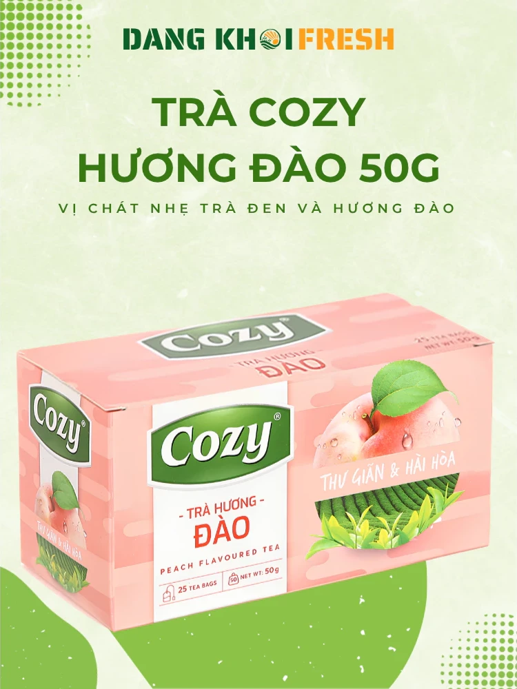 Combo 10 Hộp Trà Đào Cozy Túi Lọc 25*2g Trà Đen Pha Chế Vị Trái Cây - Chính hãng tại Đăng Khôi Fresh (freshdangkhoi.com)